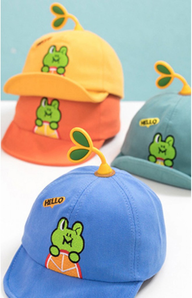 หมวกแก๊ปสีเหลือง HELLO  น้องกบน้อยหม่ำส้ม