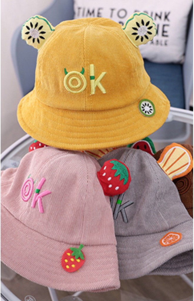 หมวก Bucket ผลไม้ ด้านหน้าปักอักษร ok หมวก Bucket ผลไม้ ด้านหน้าปักอักษร ok