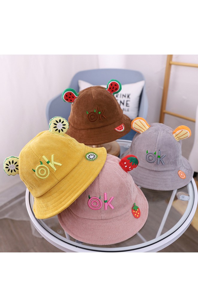 หมวก Bucket ผลไม้ ด้านหน้าปักอักษร ok