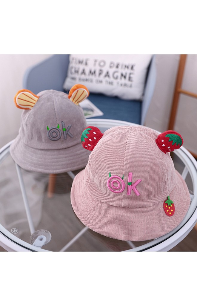 หมวก Bucket ผลไม้ ด้านหน้าปักอักษร ok