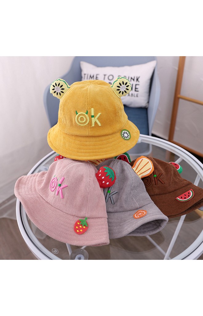 หมวก Bucket ผลไม้ ด้านหน้าปักอักษร ok