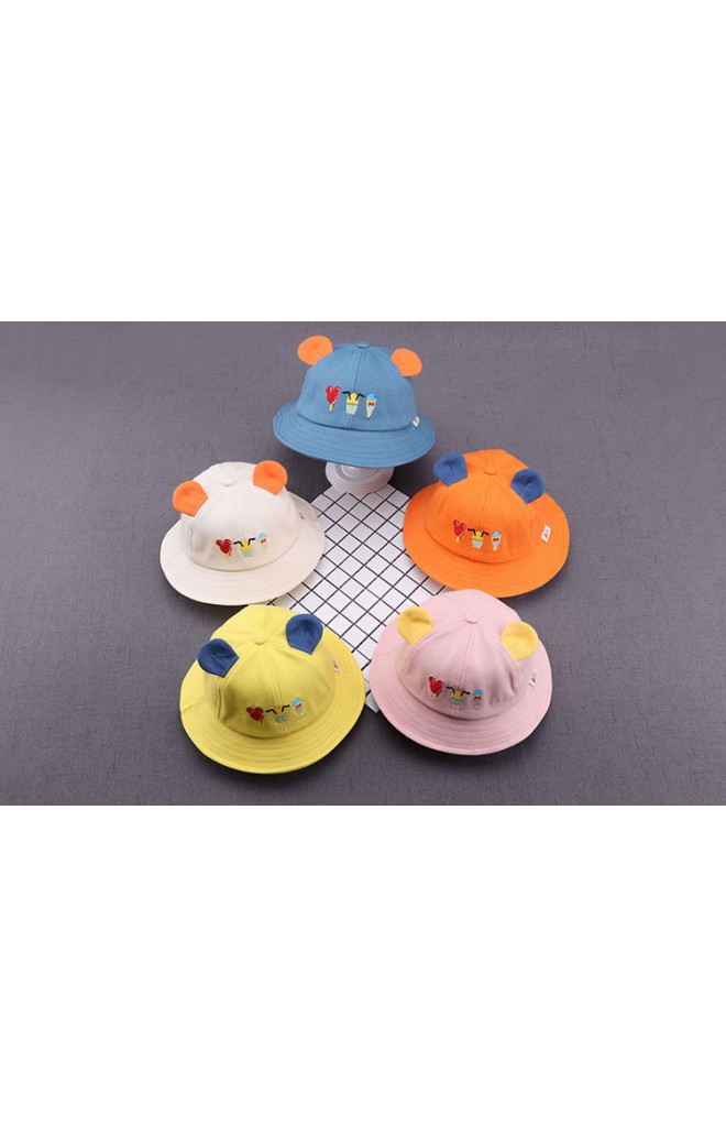 หมวกปีกรอบแต่งหูมิกกี้ ด้านหน้าปักไอศกรีม KUKUJI