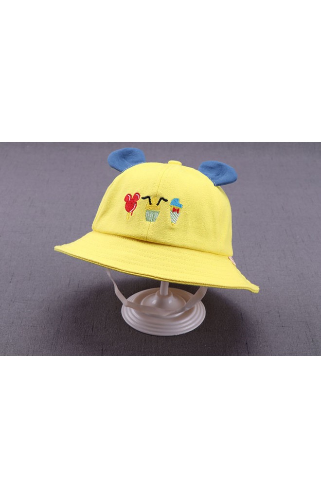 หมวกปีกรอบแต่งหูมิกกี้ ด้านหน้าปักไอศกรีม KUKUJI