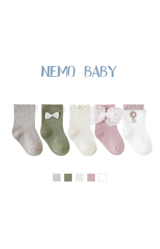 ถุงเท้าเด็กหญิงแพ็ค 5 คู่ สีเอิร์ธโทน แบบข้อสั้น