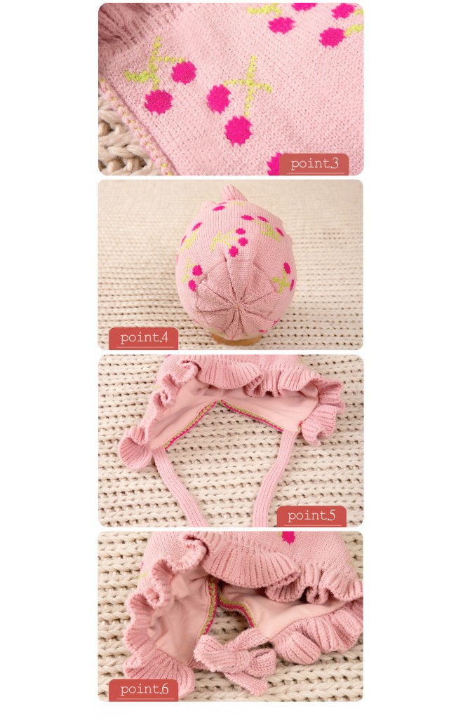 หมวกผูกคางไหมพรมลายดอกไม้ GZMM