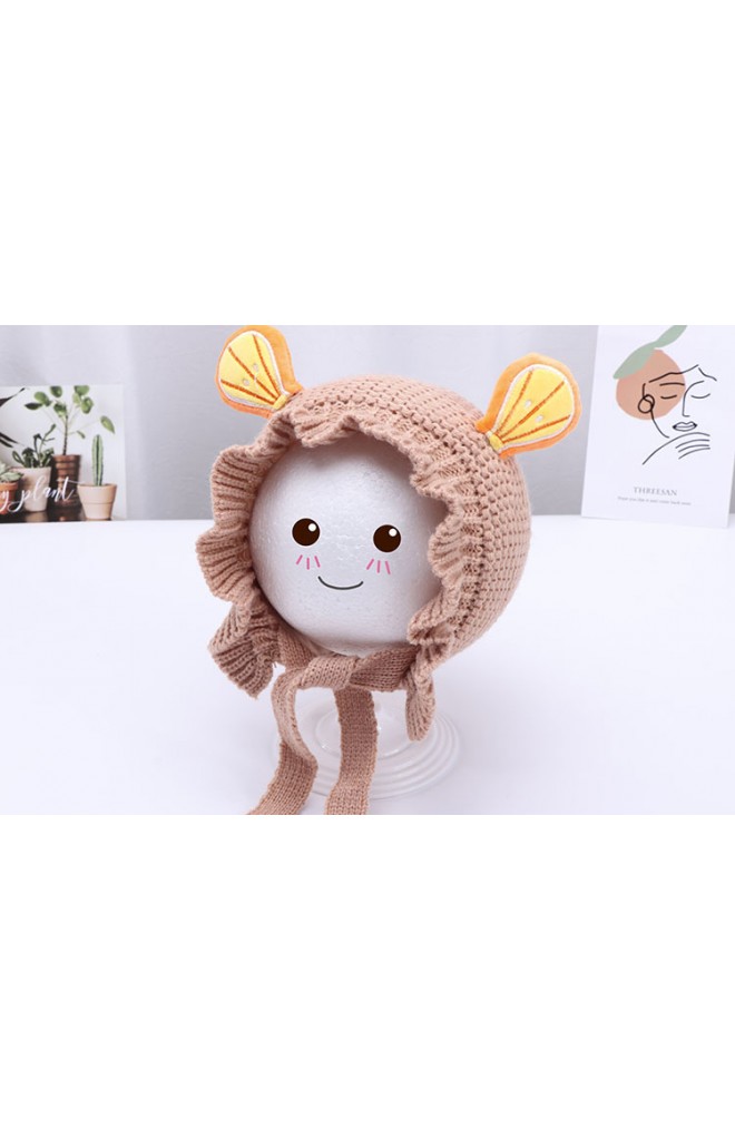 หมวกผูกคางไหมพรมผลไม้ ชายระบายน่ารัก