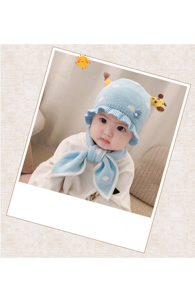 เซ็ตหมวกไหมพรมยีราฟมาพร้อมผ้าพันคอ
