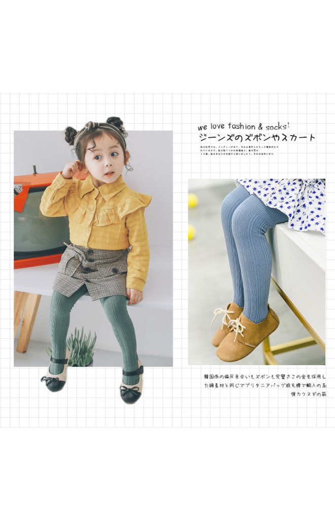 ถุงน่องเด็กแบบเต็มตัวสีพื้นทอลายสวย