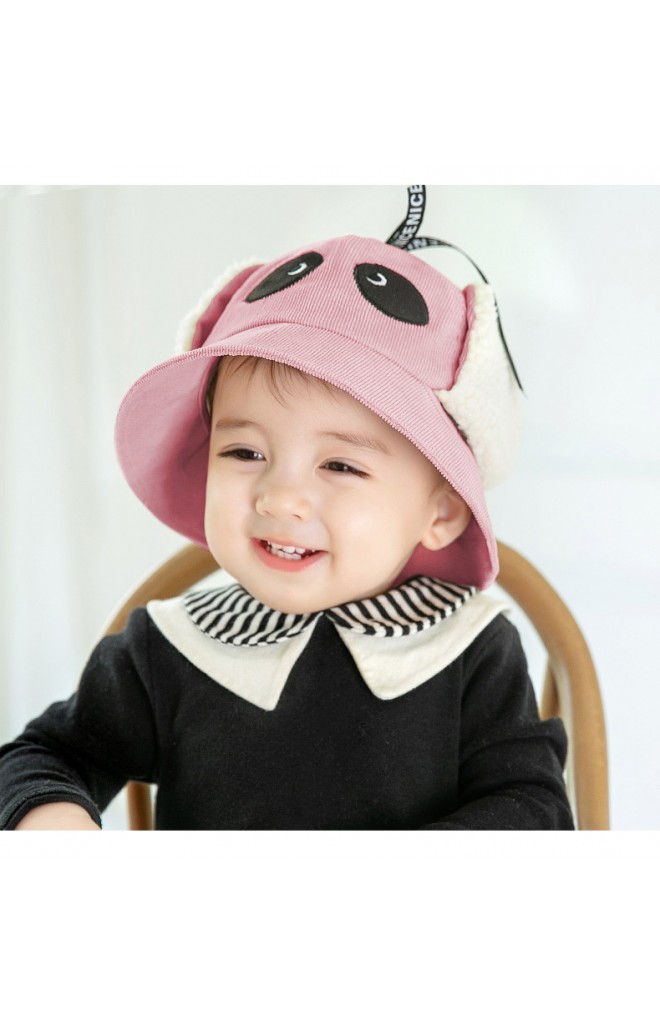 หมวกแพนด้าน่ารัก ผ้าลูกฟูก ด้านข้างมีผ้าปิดหูผ้าขน GZMM