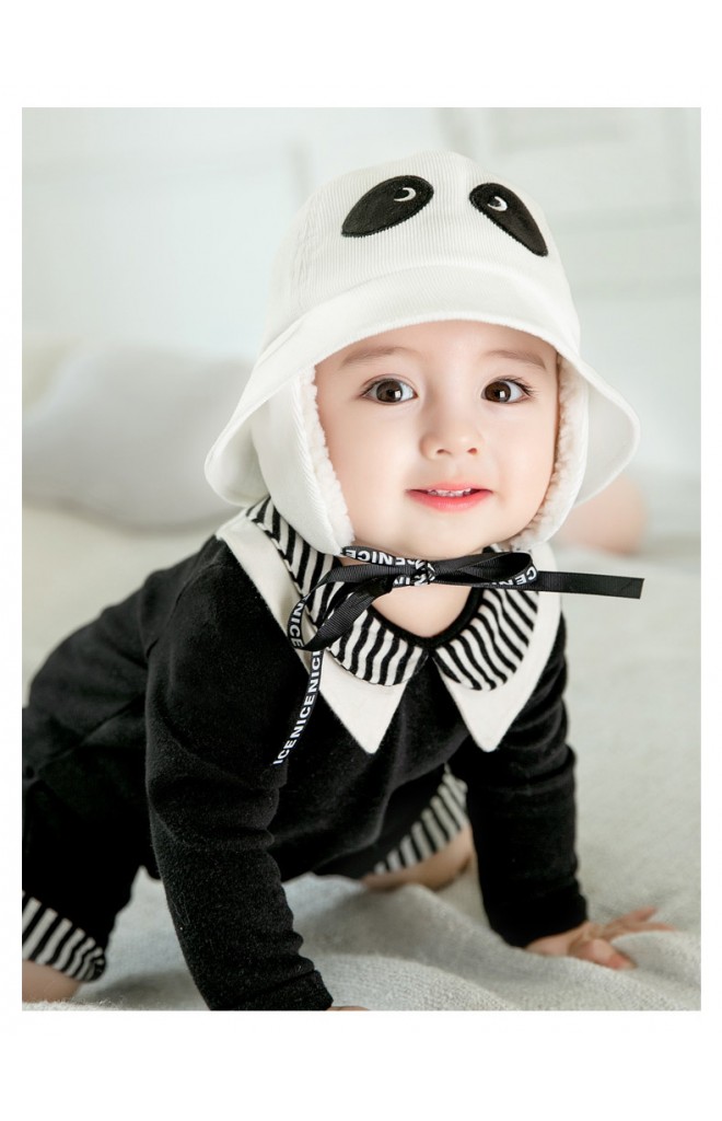 หมวกแพนด้าน่ารัก ผ้าลูกฟูก ด้านข้างมีผ้าปิดหูผ้าขน GZMM