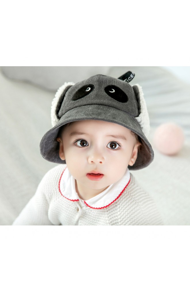 หมวกแพนด้าน่ารัก ผ้าลูกฟูก ด้านข้างมีผ้าปิดหูผ้าขน GZMM