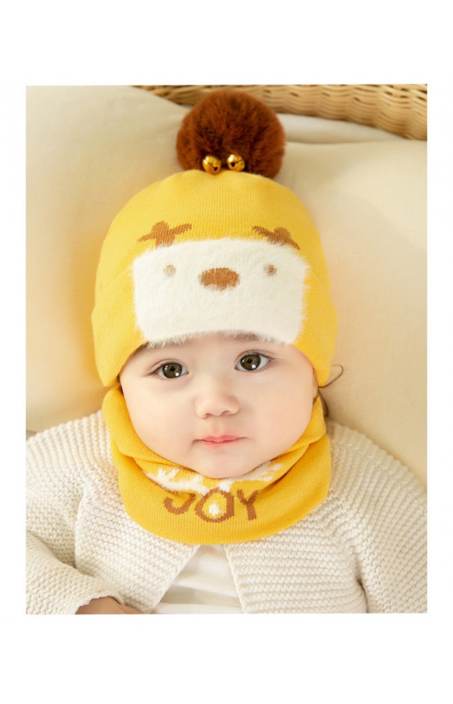 เซ็ตหมวกไหมพรมกวางน้อยมาพร้อมผ้าพันคอ GZMM