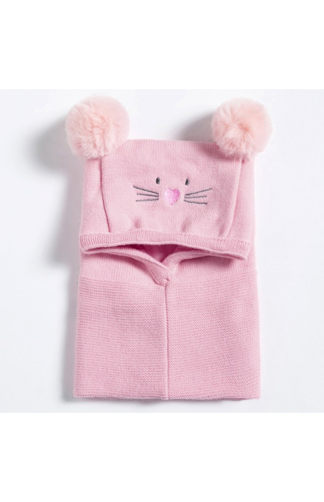 หมวกแมวน้อยแต่งปอมปอม หมวกโม่งเด็กใส่กันหนาว