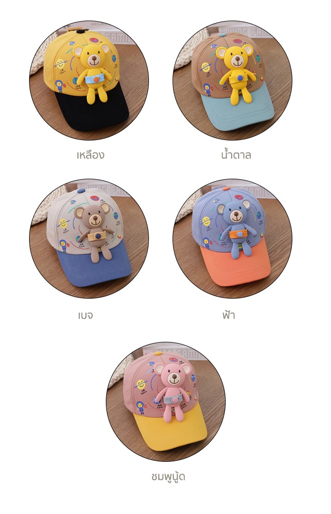 หมวกแก๊ปลายระบบสุริยะจักรวาล แต่งตุ๊กตาหมีน้อย