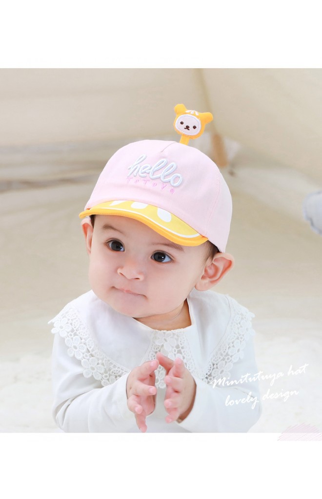 หมวกแก๊ป hello ด้านบนแต่งการ์ตูนน่ารัก tutuya