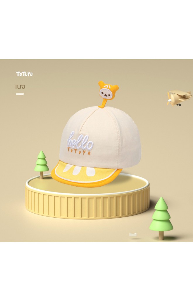 หมวกแก๊ป hello ด้านบนแต่งการ์ตูนน่ารัก tutuya