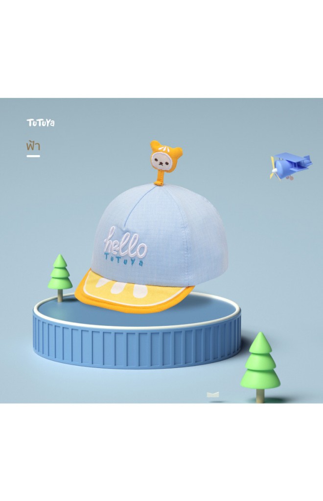 หมวกแก๊ป hello ด้านบนแต่งการ์ตูนน่ารัก tutuya