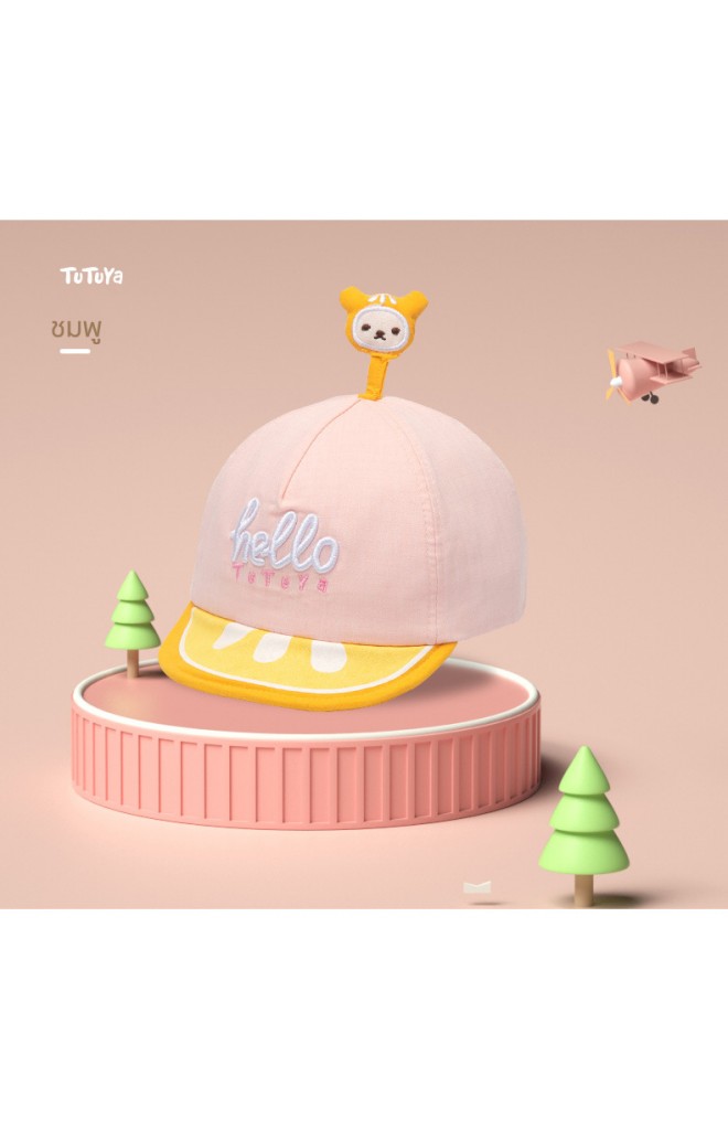 หมวกแก๊ป hello ด้านบนแต่งการ์ตูนน่ารัก tutuya