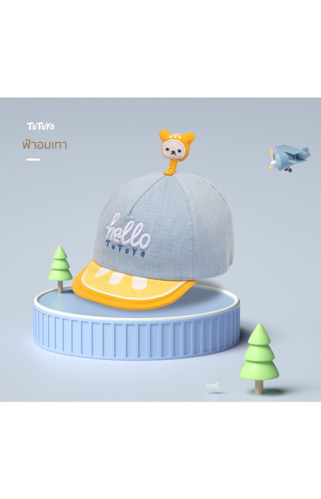 หมวกแก๊ป hello ด้านบนแต่งการ์ตูนน่ารัก tutuya