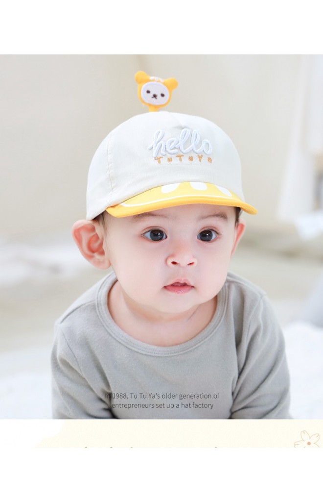 หมวกแก๊ป hello ด้านบนแต่งการ์ตูนน่ารัก tutuya
