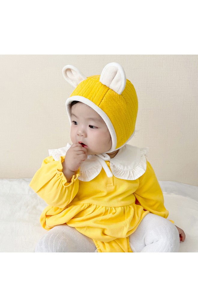 หมวกผูกคางแต่งหูน่ารัก ผ้าหนานุ่ม