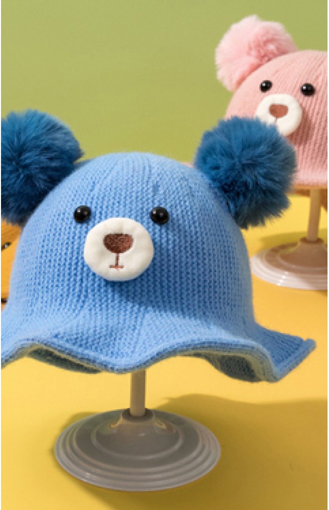 หมวกกันแดดไหมพรมหมีน้อยน่ารัก