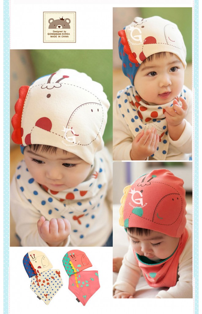 ชุดเซ็ตหมวกเด็กและผ้ากันเปื้อนรูปยีราฟ ดีไซน์น่ารัก