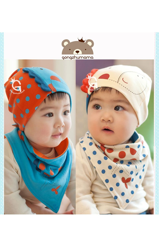 ชุดเซ็ตหมวกเด็กและผ้ากันเปื้อนรูปยีราฟ ดีไซน์น่ารัก