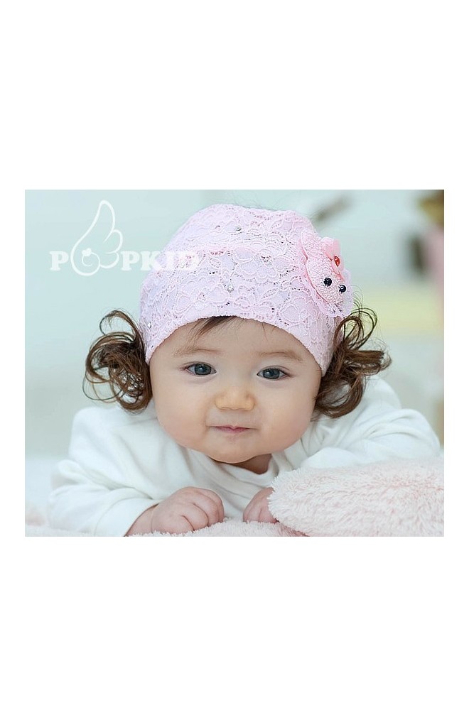 ผ้าคาดผมลูกไม้แต่งกระต่ายน่ารัก มีปอยผม