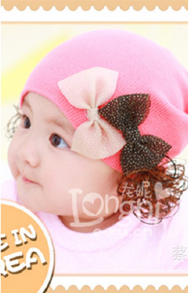 หมวกปอยผมแต่งโบว์คู่น่ารัก หมวกปอยผมแต่งโบว์คู่น่ารัก