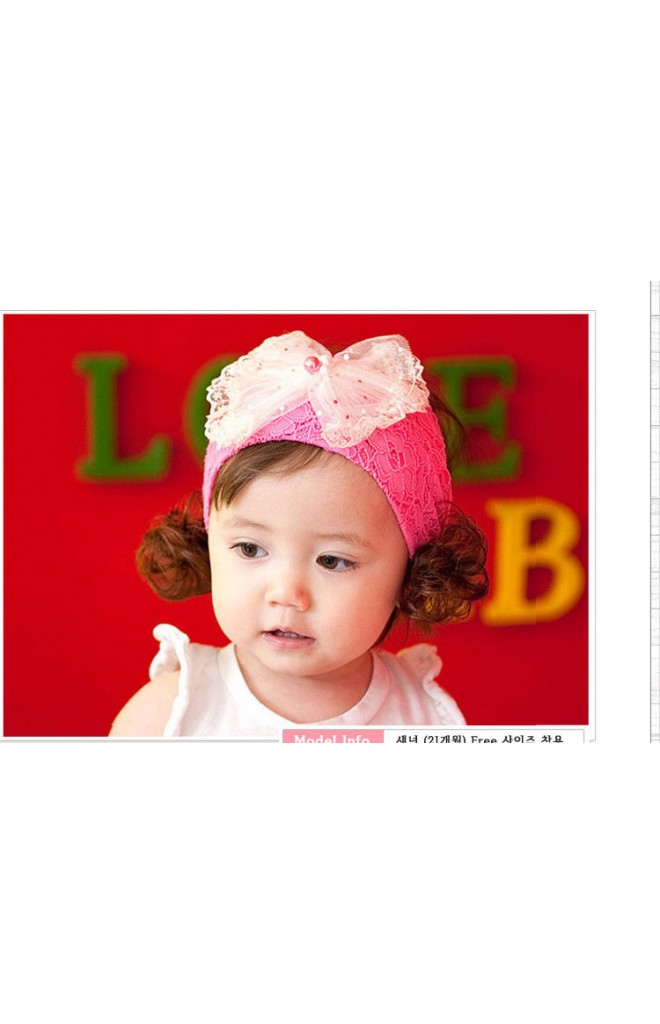 ผ้าคาดผมลูกไม้ปอยผมแต่งโบว์ใหญ่