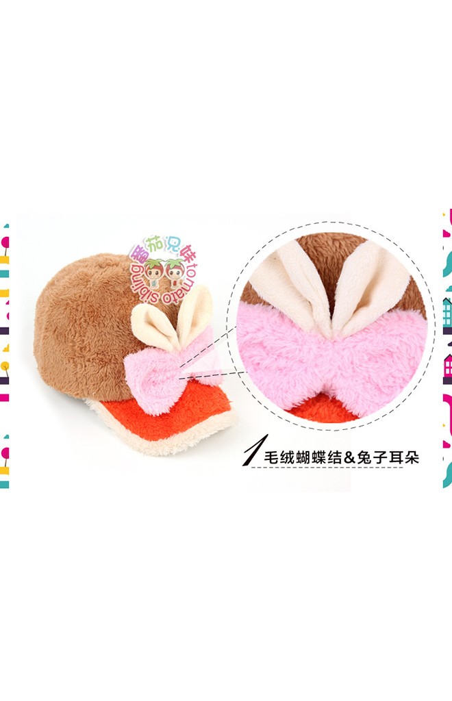 หมวกแก๊ปหูกระต่ายผูกโบว์ผ้ากำมะหยี่สีสันสดใส
