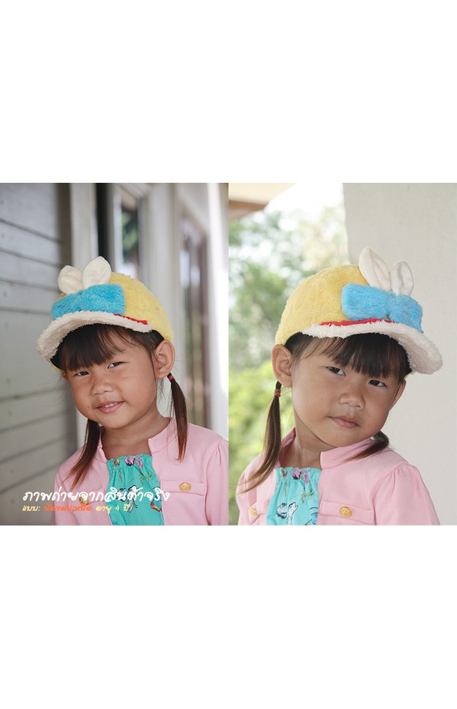 หมวกแก๊ปหูกระต่ายผูกโบว์ผ้ากำมะหยี่สีสันสดใส