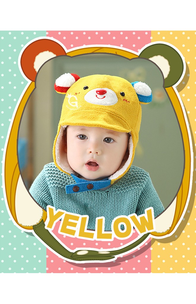 หมวกหมีแต่งหูน่ารัก ปีกด้านหน้าจะพับขึ้นหรือดึงลงก็เท่