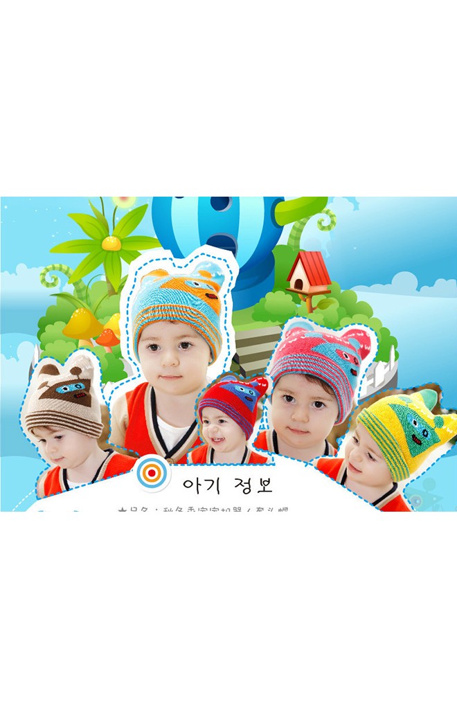 หมวกถักลายหุ่นยนต์มีเขา ผ้าหนานุ่ม