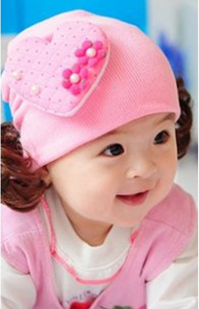 หมวกปอยผมแต่งรูปหัวใจสีชมพูใหญ่ หมวกปอยผมแต่งรูปหัวใจสีชมพูใหญ่