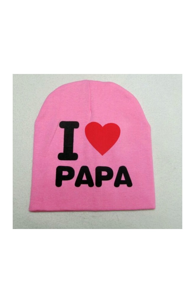 หมวกเด็ก สกรีนตัวอักษร I LOVE PAPA และ I LOVE MAMA