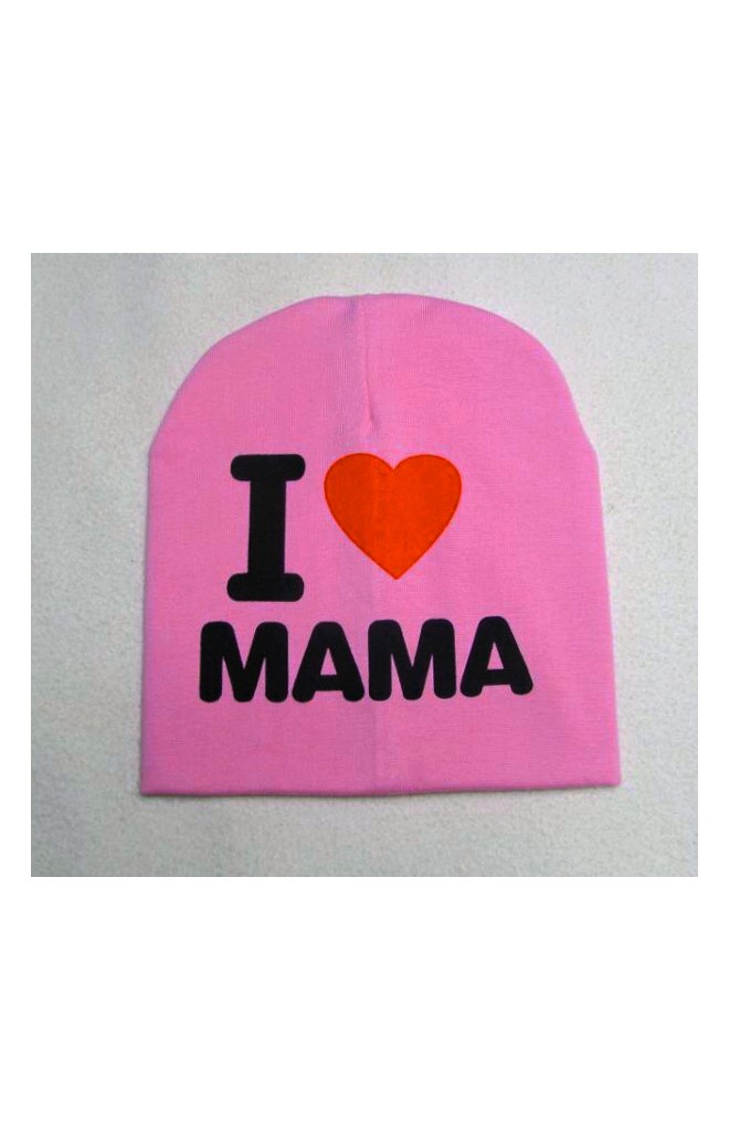 หมวกเด็ก สกรีนตัวอักษร I LOVE PAPA และ I LOVE MAMA
