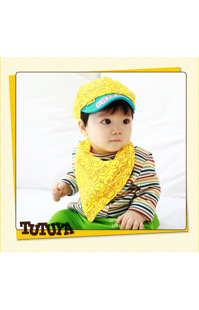 หมวกแก๊ปเด็กลายรูปสัตว์น่ารักมาพร้อมผ้ากันเปื้อน TUTUYA