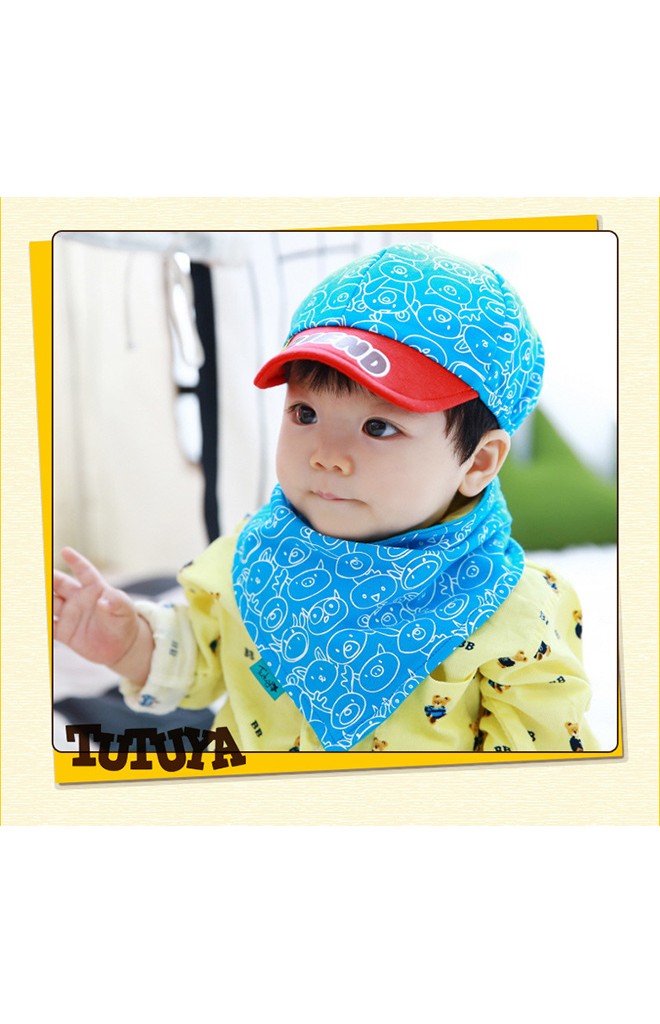 หมวกแก๊ปเด็กลายรูปสัตว์น่ารักมาพร้อมผ้ากันเปื้อน TUTUYA