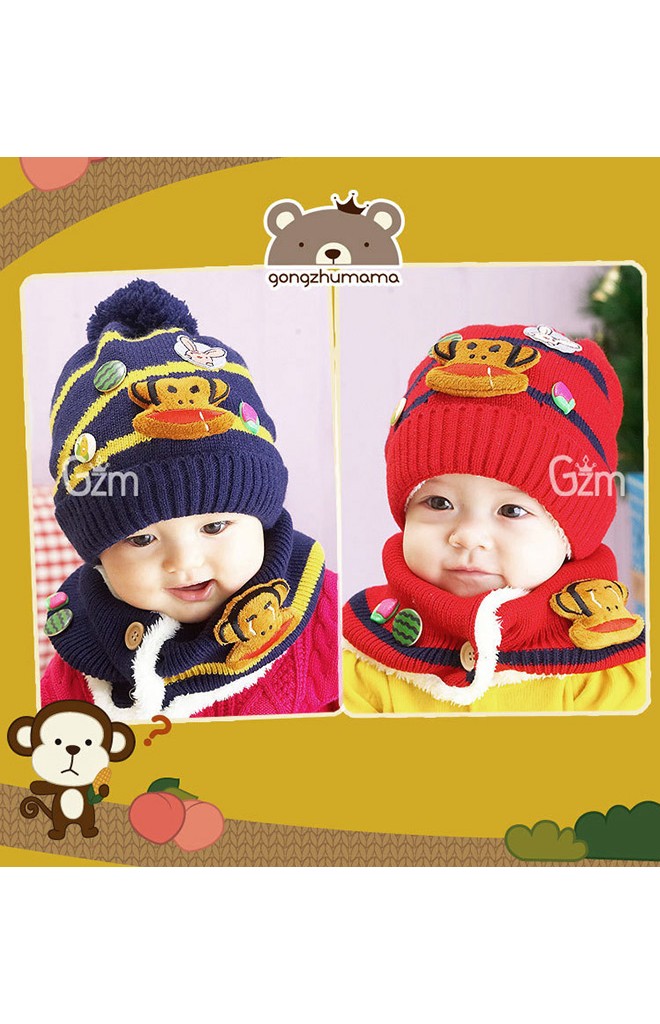 เซ็ตหมวกไหมพรมเด็กพร้อมผ้าพันคอลิงพอลแฟรงค์