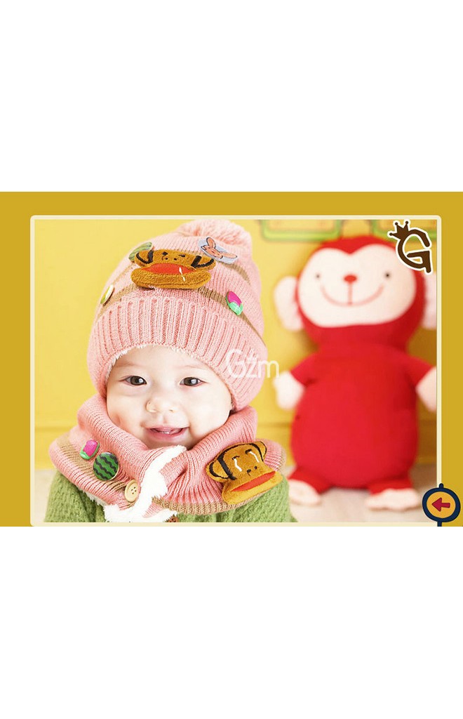เซ็ตหมวกไหมพรมเด็กพร้อมผ้าพันคอลิงพอลแฟรงค์