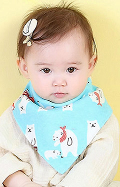 ผ้ากันเปื้อนสามเหลี่ยมใส่ได้ 2 ด้าน ลายหมีและลายจุด