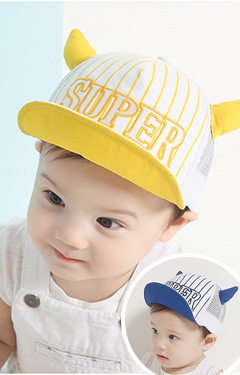 หมวกแก๊ปเด็ก ปักอักษร SUPER แต่งเขาเท่ๆ