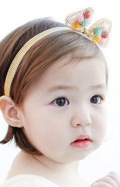 สายคาดผมโบว์ผ้าตาข่ายใส่ลูกบอลเล็กๆ สีสันสดใส