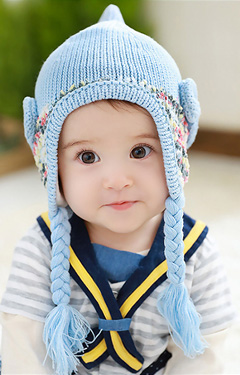 หมวกไหมพรมสาวน้อยแต่งโบว์ข้างน่ารัก ด้านบนยอดแหลม TUTUYA