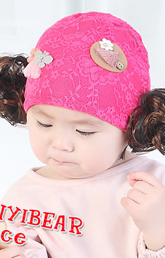 หมวกปอยผมผ้าลูกไม้ยืดแต่งผีเสื้อและดอกไม้ จาก TIANYI BEAR