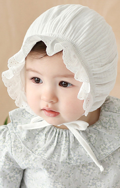หมวกสาวน้อยผ้าฝ้ายแต่งขอบระบายลูกไม้น่ารัก