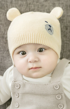 หมวกบีนนี่เด็กลายหน้าหมีน้อยแต่งหูน่ารัก จาก GZMM