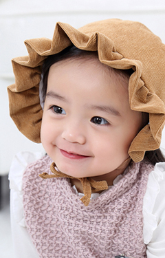 หมวกบอนเนตผ้าลูกฟูกชายระบายสวย
